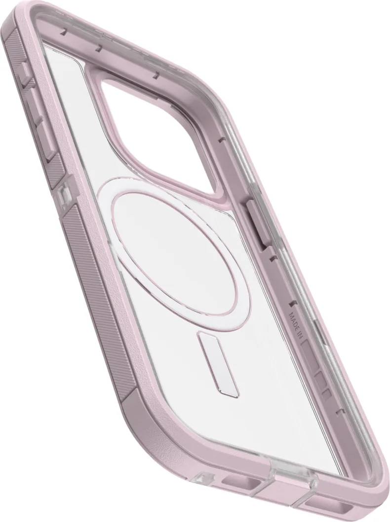 iPhone 15 Pro Max Otterbox Defender XT w/ MagSafe Clear Series Case - Clear/Pink (Mountain Frost)