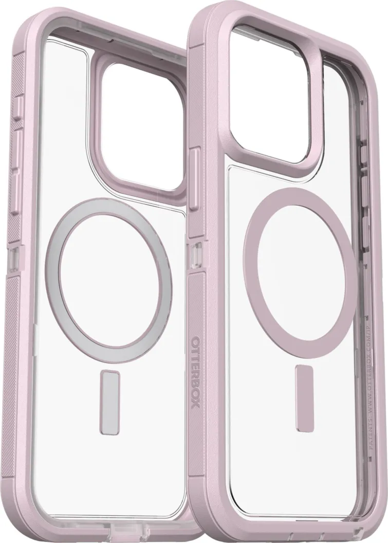 iPhone 15 Pro Max Otterbox Defender XT w/ MagSafe Clear Series Case - Clear/Pink (Mountain Frost)