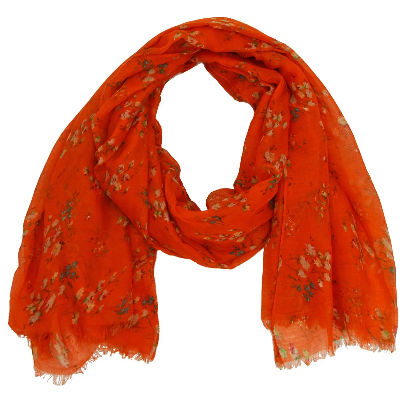 Isle Floral Print Scarf with Fringe