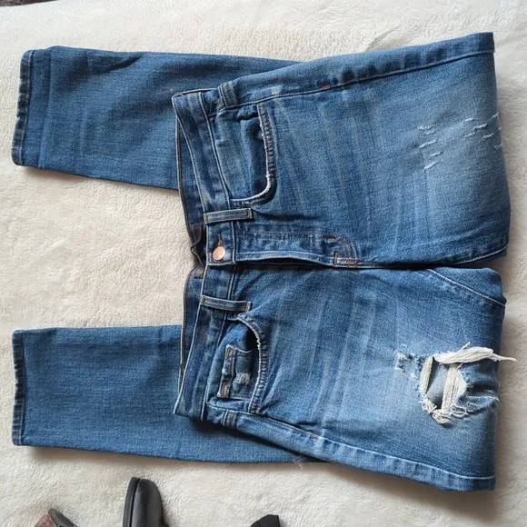 J Brand Mid Rise Gloria Blitz Skinny Distressed Blue Jeans Size 25 Button Fly