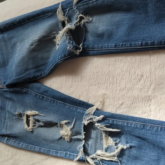 J Brand Mid Rise Gloria Blitz Skinny Distressed Blue Jeans Size 25 Button Fly