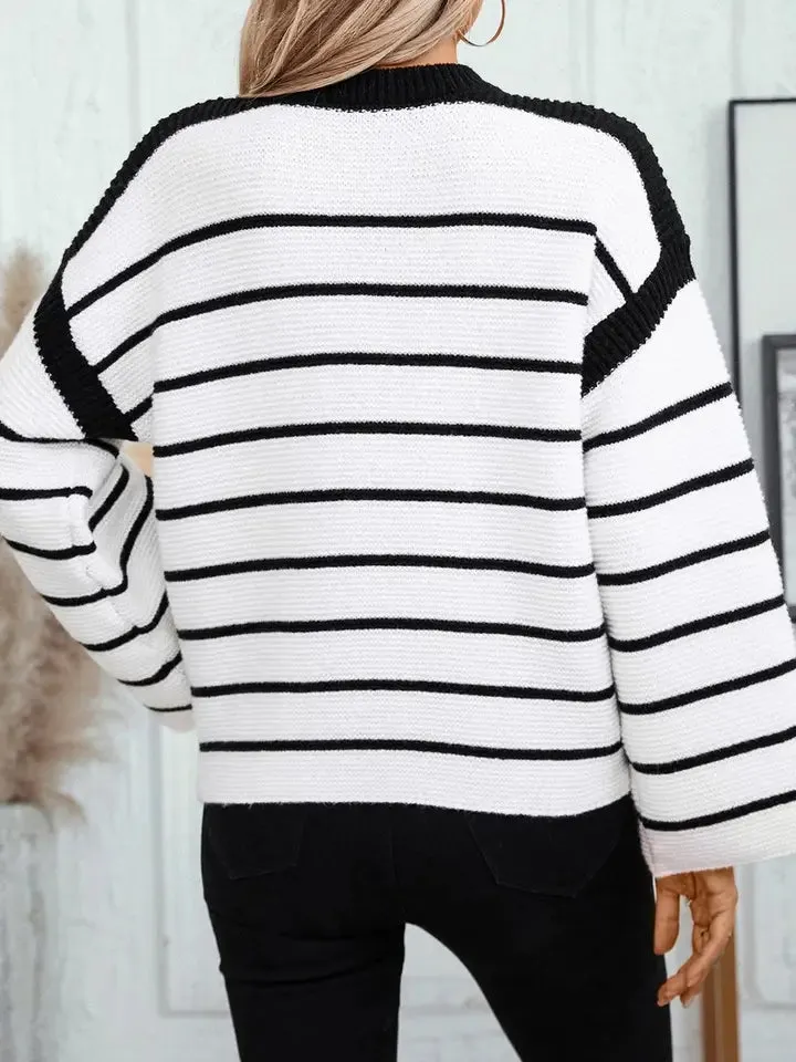 Jasper Black & White Striped Sweater