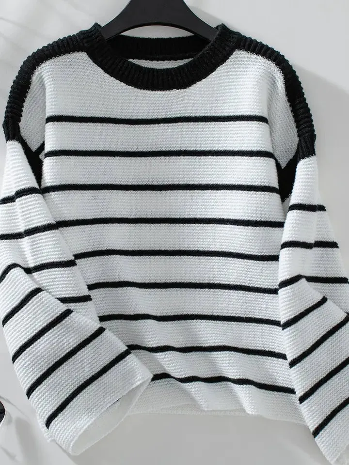 Jasper Black & White Striped Sweater