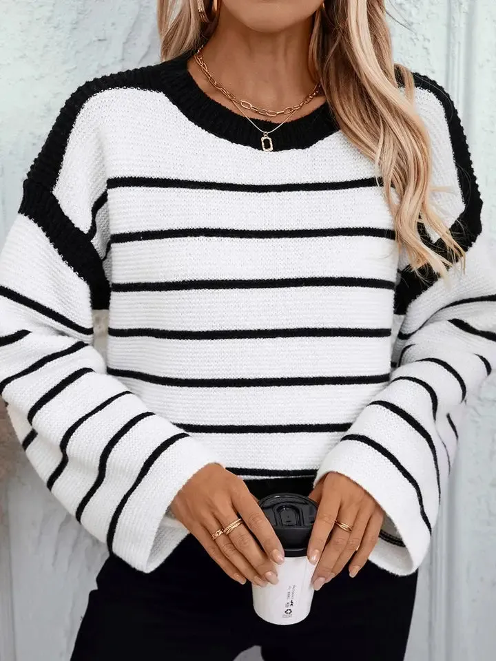 Jasper Black & White Striped Sweater