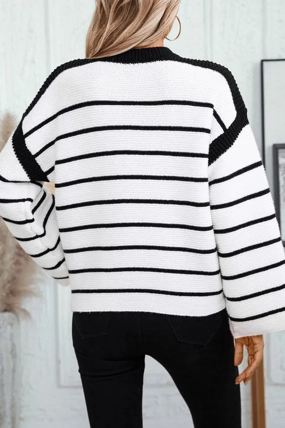 Jasper Black & White Striped Sweater