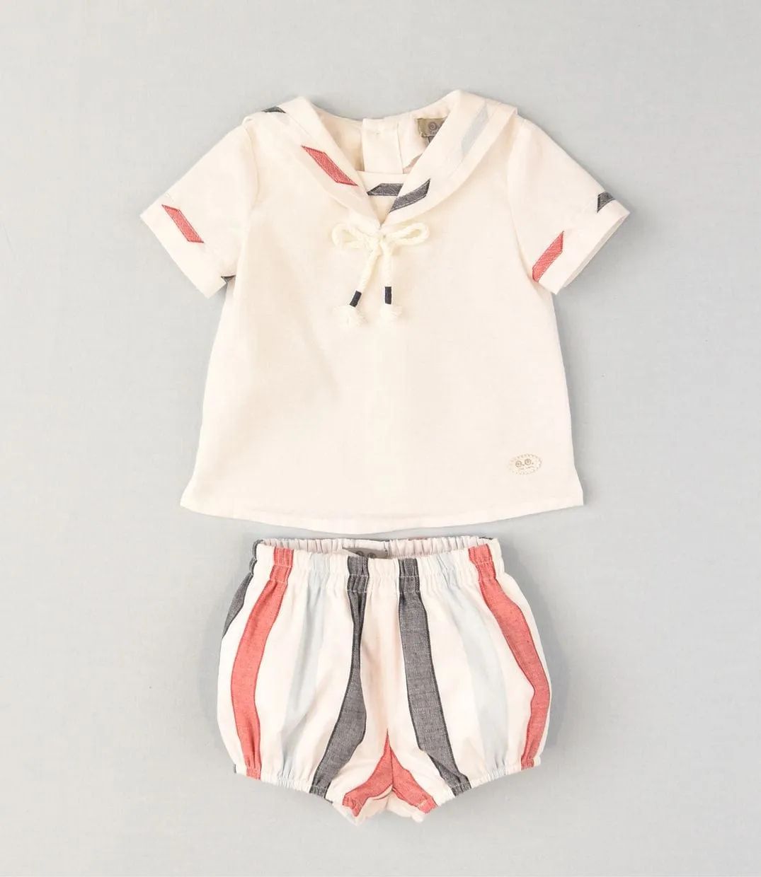 JOSE VARON - Stripe Short Set - White