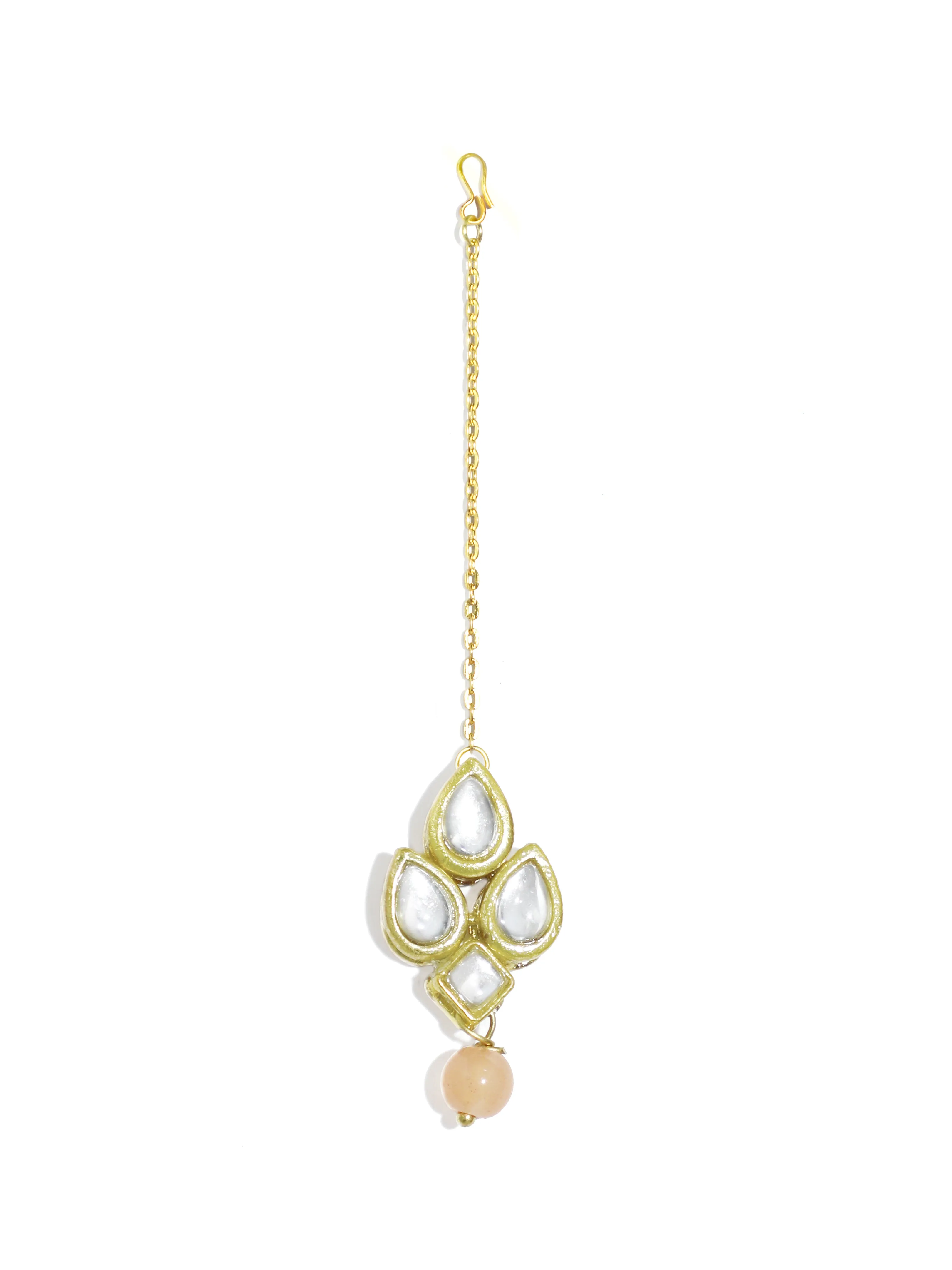 Karatcart Gold-Plated Handcrafted Kundan & Peach Beads Studded Choker Necklace Set