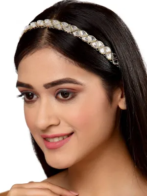 Karatcart Gold Plated Triangle Kundan Hairband