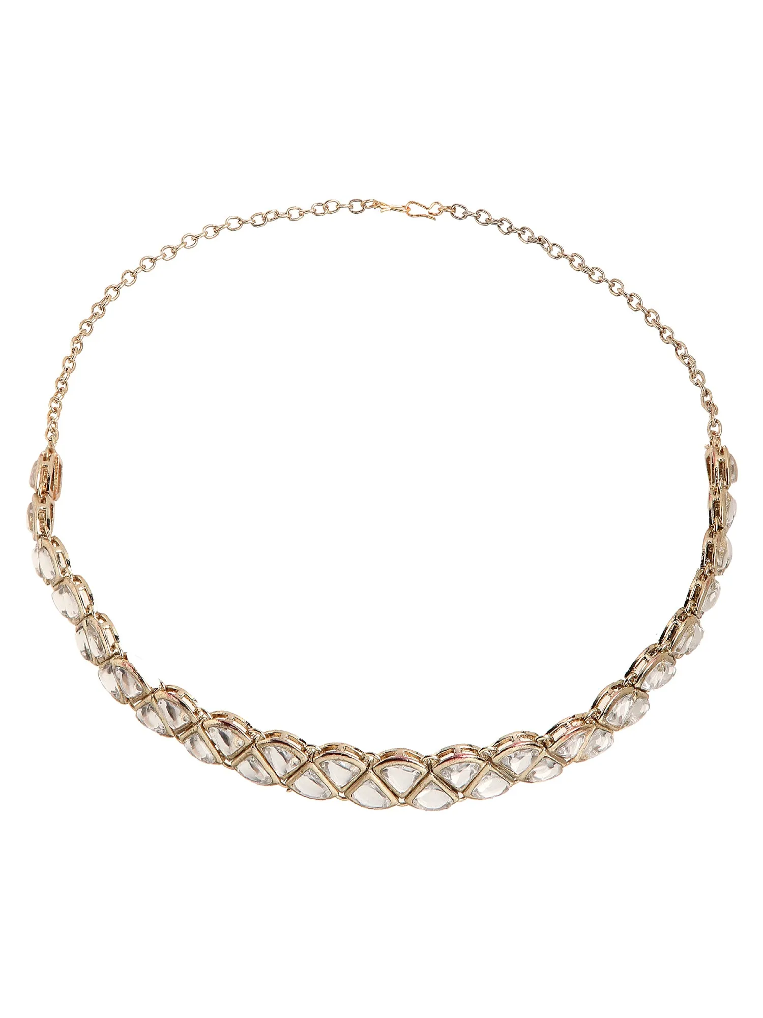 Karatcart Gold Plated Triangle Kundan Hairband