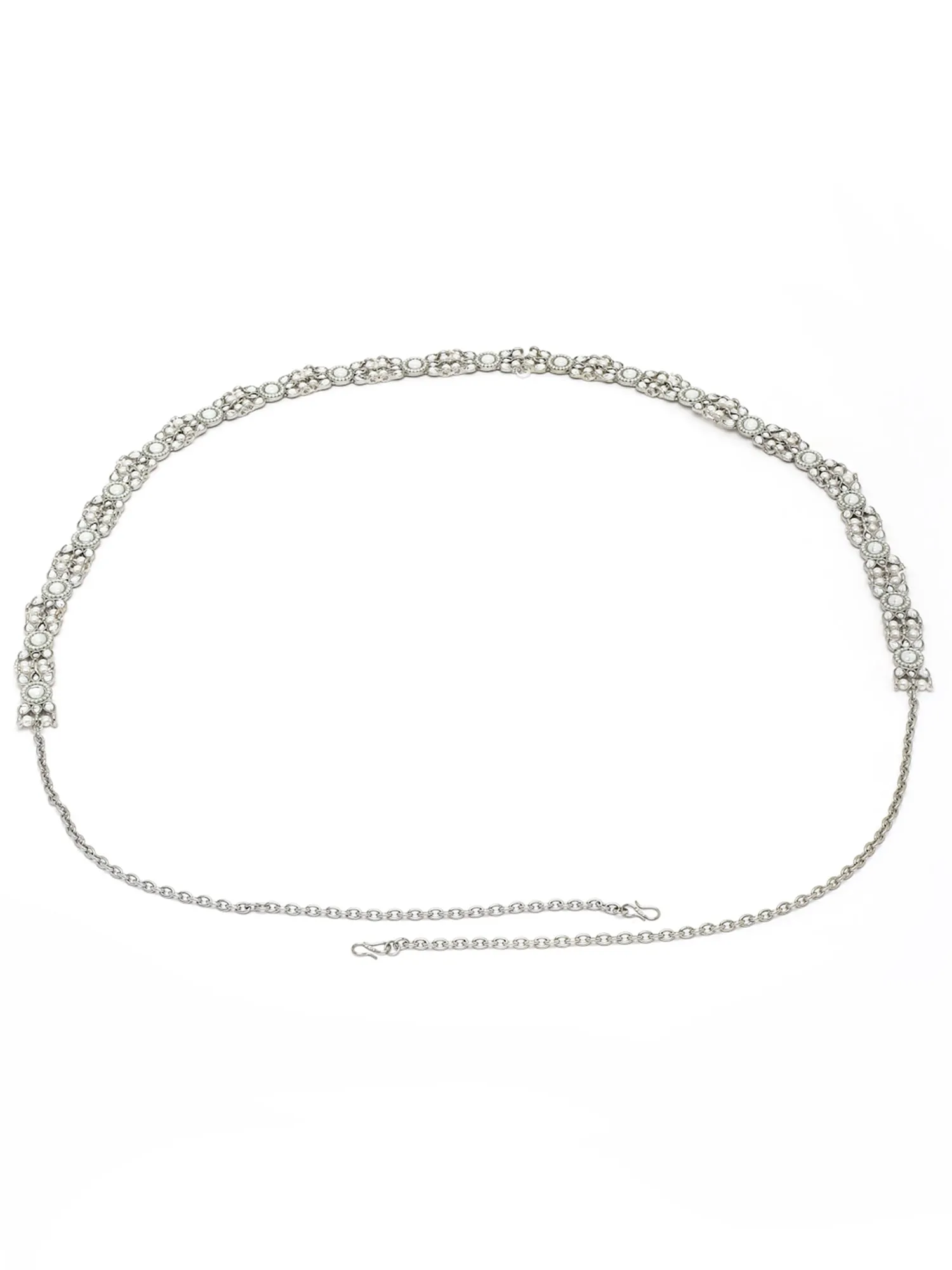 Karatcart Oxidised Silver Pearl Studded Kundan Handcrafted Kamarbandh