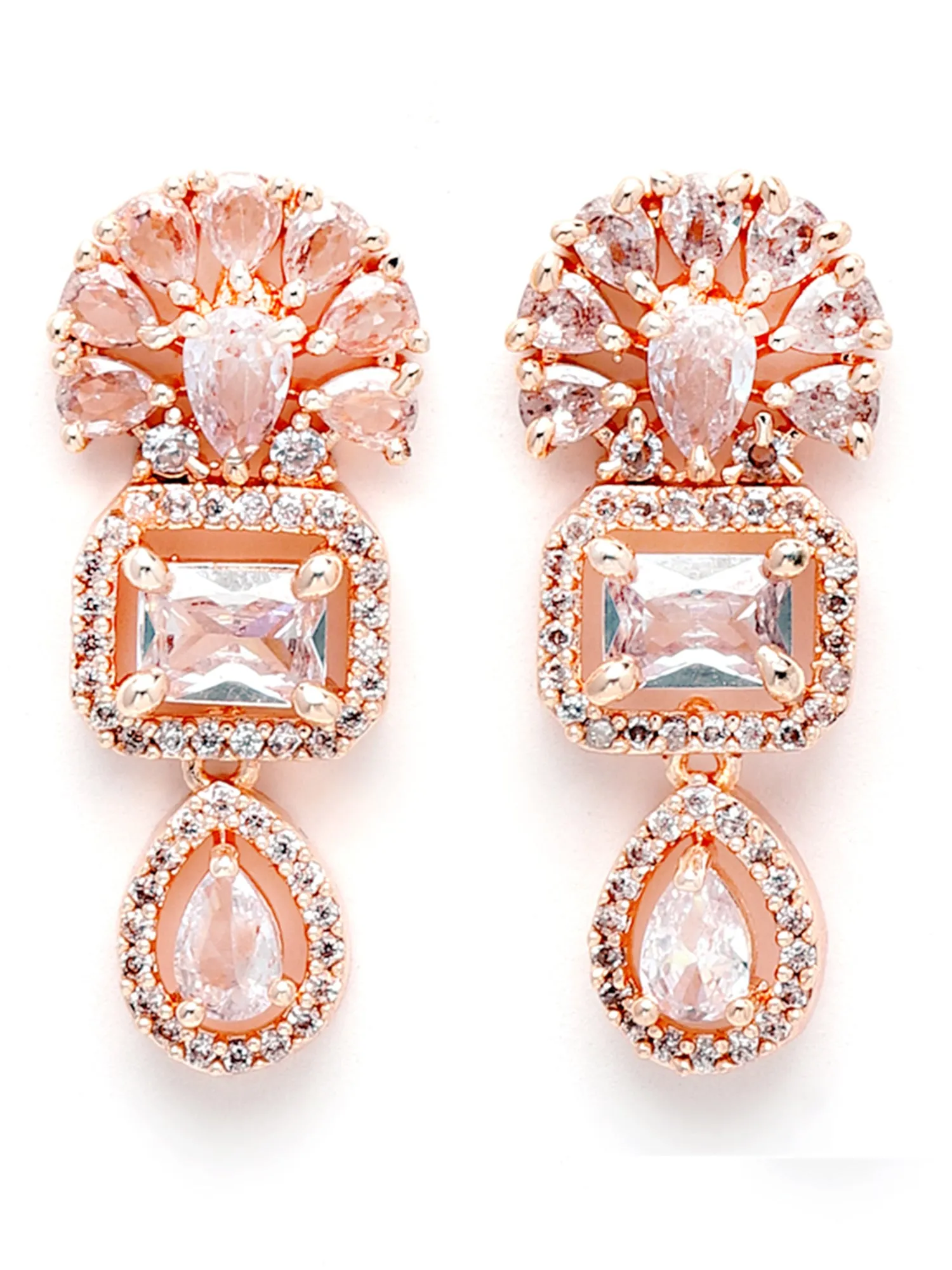 Karatcart Rose Gold Plated American Diamond Necklace Set for Women