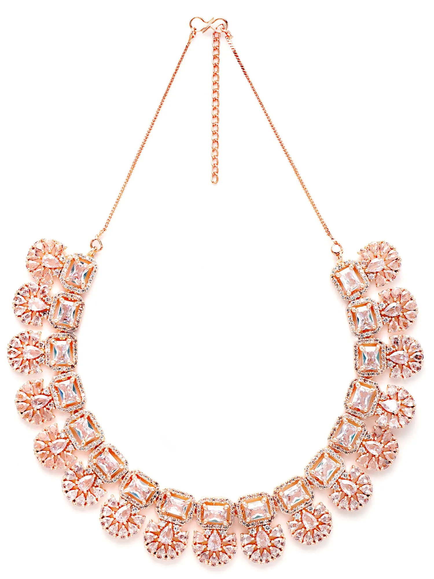 Karatcart Rose Gold Plated American Diamond Necklace Set for Women