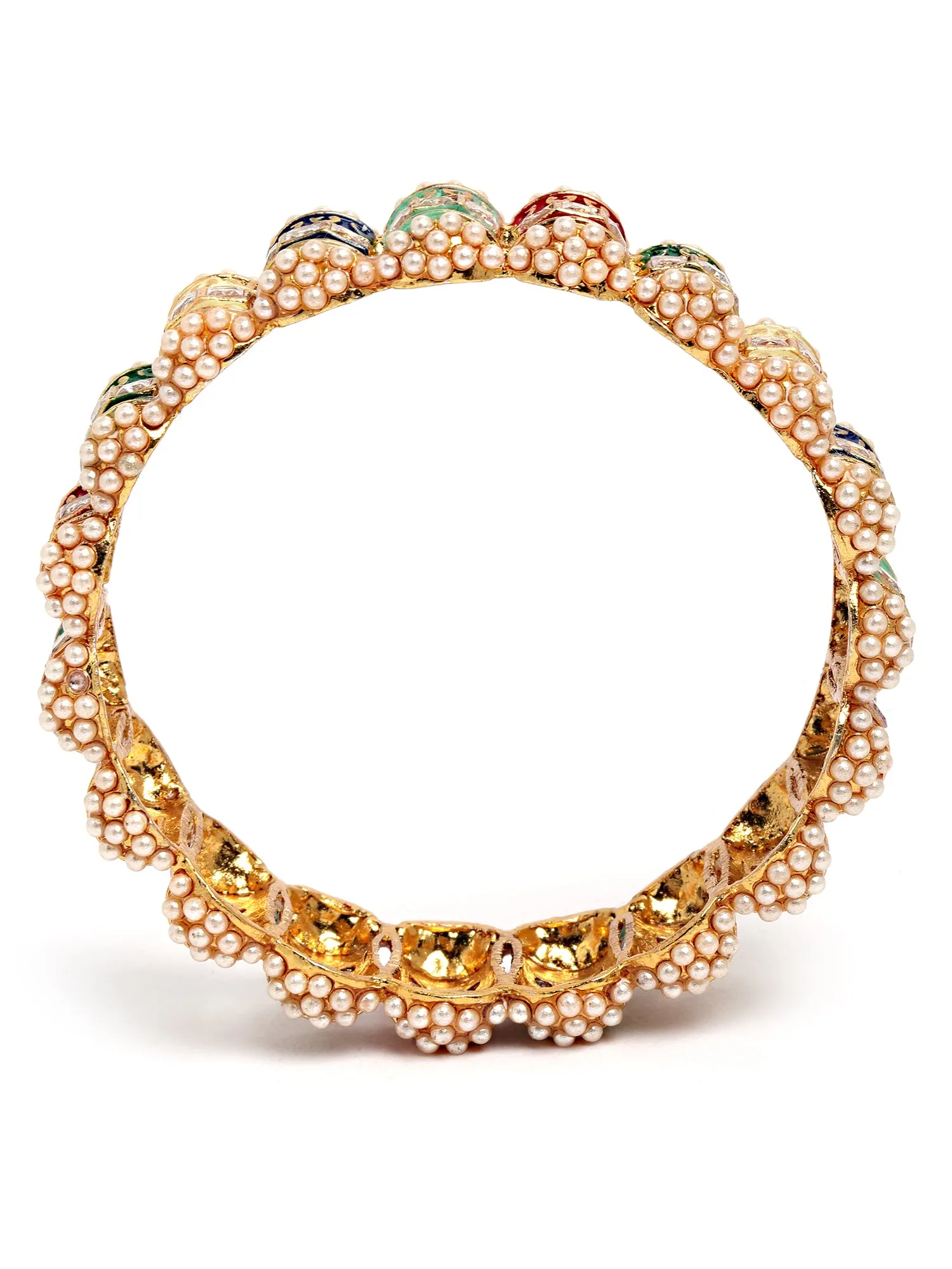 Karatcart Set of 2 Antique Gold Plated Multicolor Rajwadi Bangles for Women