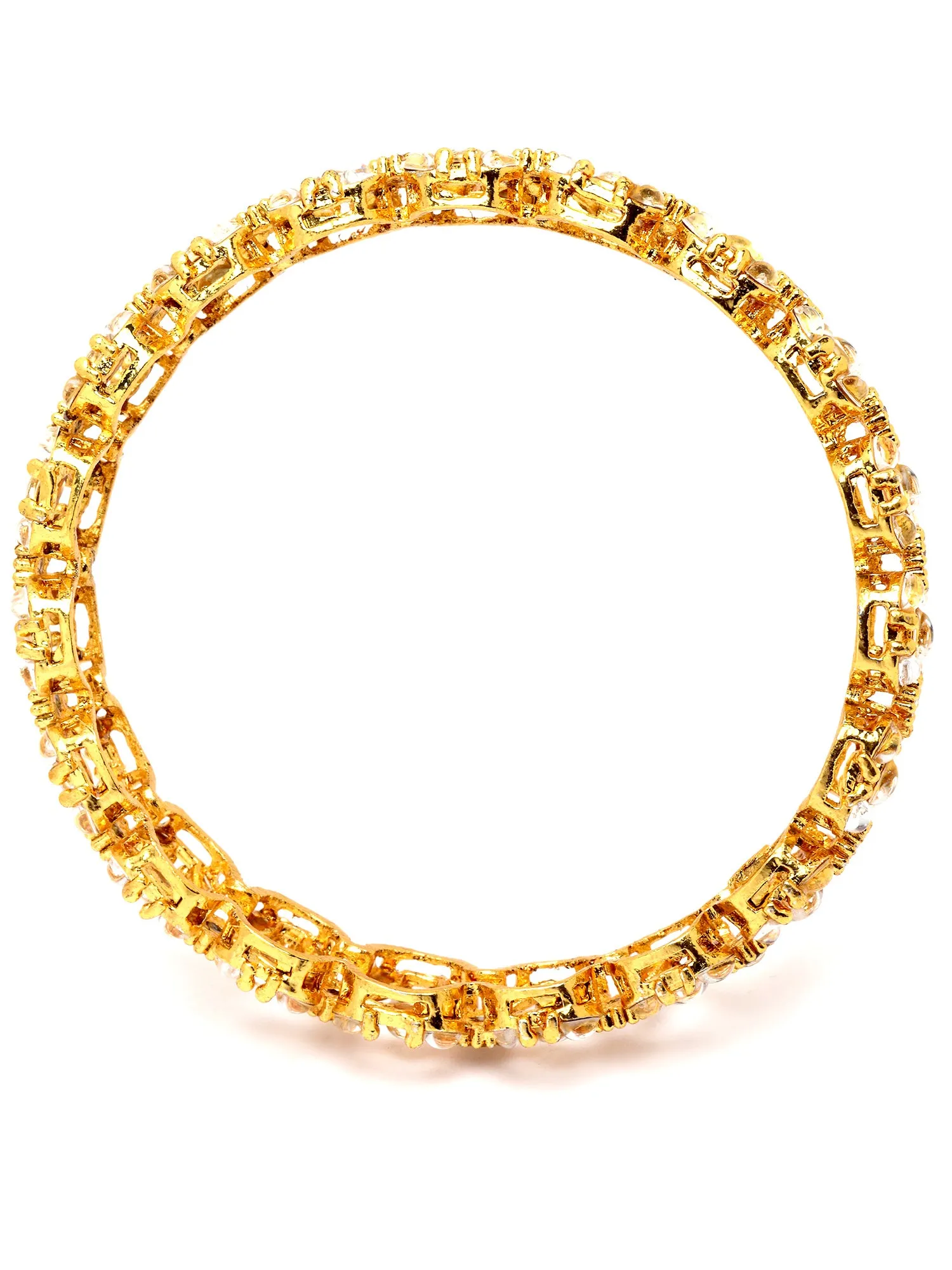 Karatcart Set of 2 Gold Plated Floral Design Bangles Set for Women