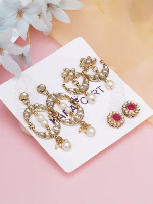 Karatcart Set of 3 Handcrafted Kundan Earrings Combo for Women