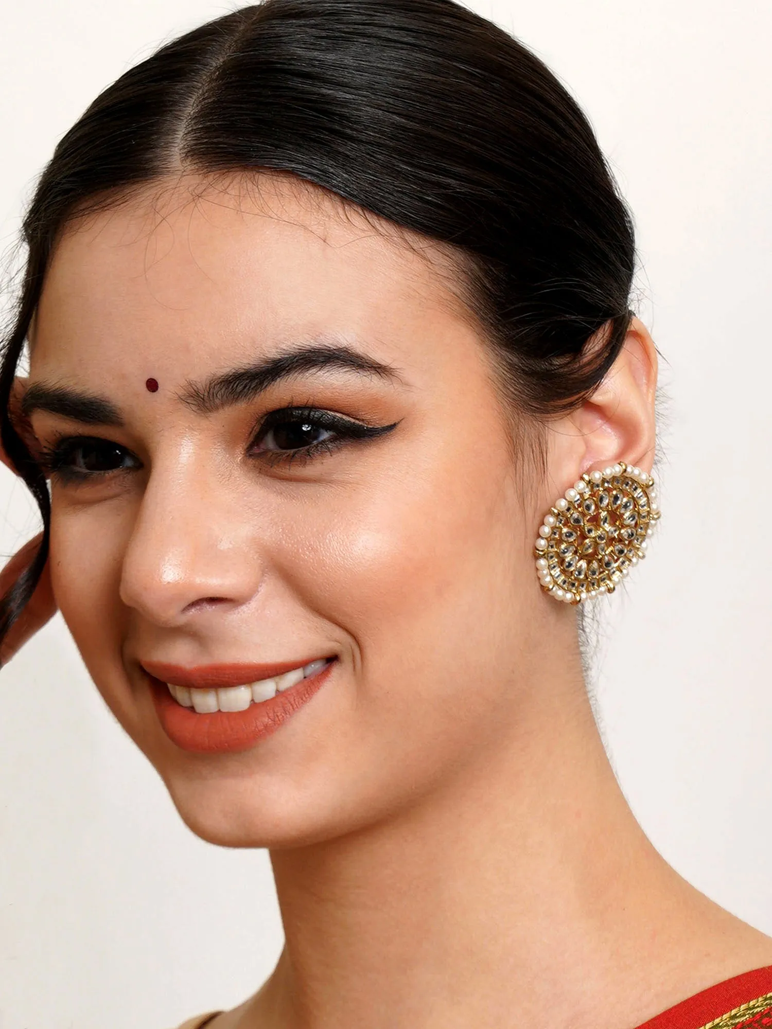 Karatcart Set of 4 Handcrafted Kundan Earrings Combo for Women