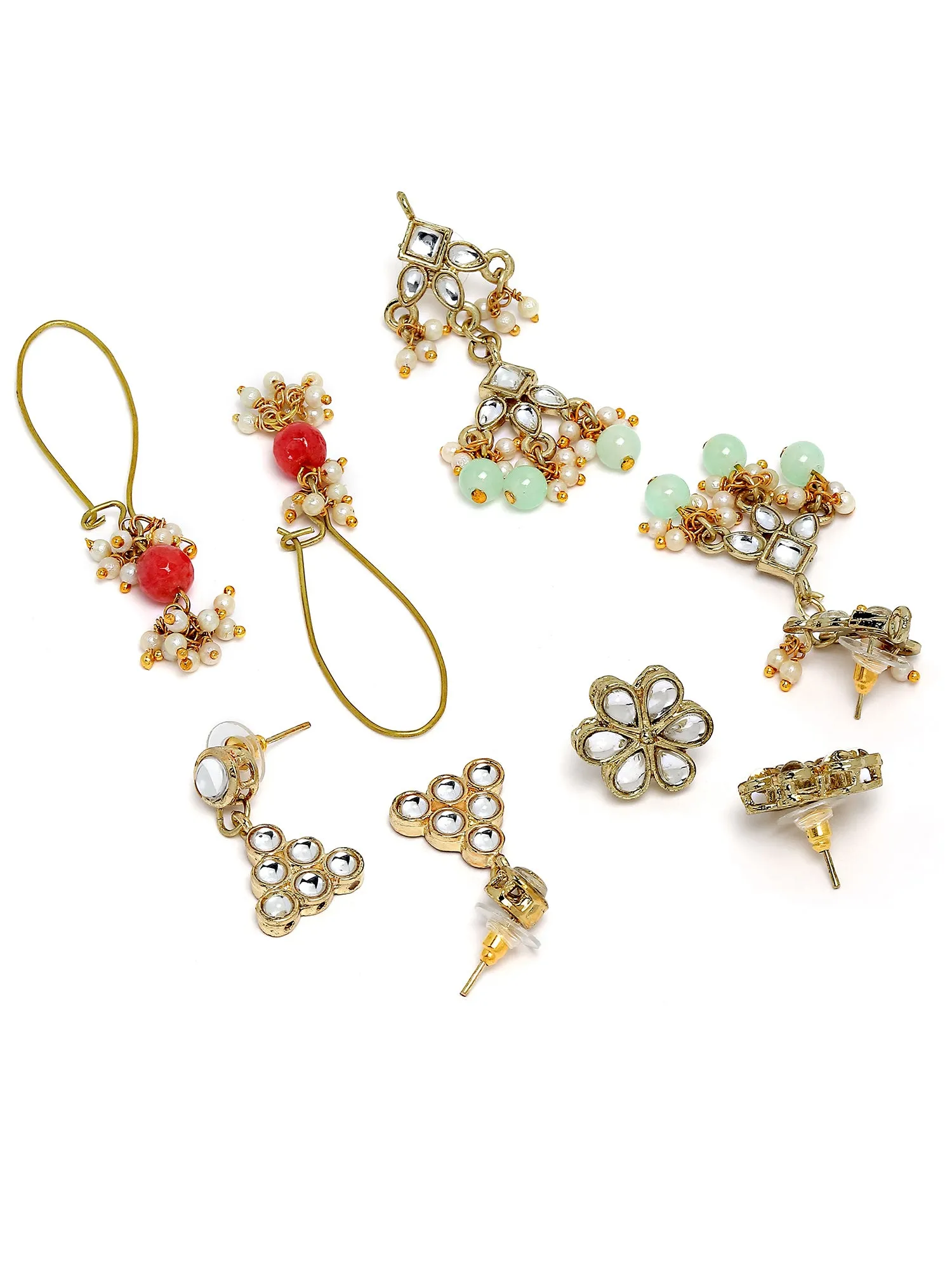 Karatcart Set of 4 Handcrafted Kundan Earrings Combo for Women