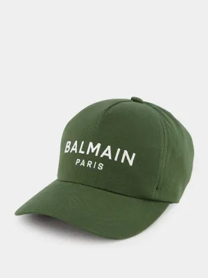 Khaki Cotton Cap with Embroidery