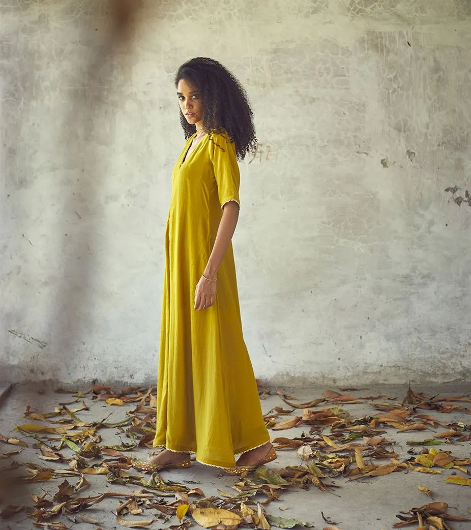 Khara Kapas Turtle Bay gota hem neck Sunehri jumpsuit KW625 Festive