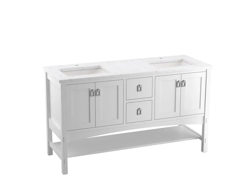 KOHLER K-CM99559-BD1 Marabou 60" bathroom vanity cabinet with sinks and quartz top