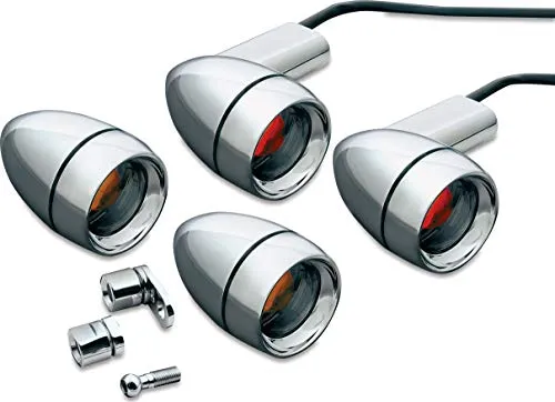 Kuryakyn 2317 Motorcycle Lighting Accessory: Late Style Bullet Turn Signal/Blinker Lights Kit with Deep Dish Bezels for 1991-2008 Harley-Davidson Motorcycles, Smoke Lens, Chrome
