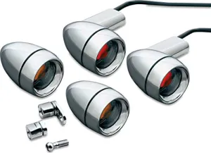 Kuryakyn 2317 Motorcycle Lighting Accessory: Late Style Bullet Turn Signal/Blinker Lights Kit with Deep Dish Bezels for 1991-2008 Harley-Davidson Motorcycles, Smoke Lens, Chrome