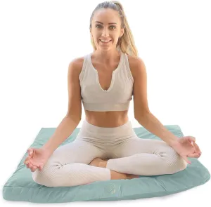 Large Meditation Mat – Premium Velvet Zabuton Meditation Cushion w 100% Kapok Insert