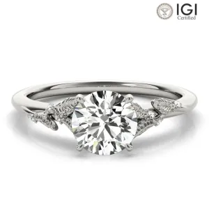 Laurel Round Lab Grown Diamond Solitaire Engagement Ring IGI Certified