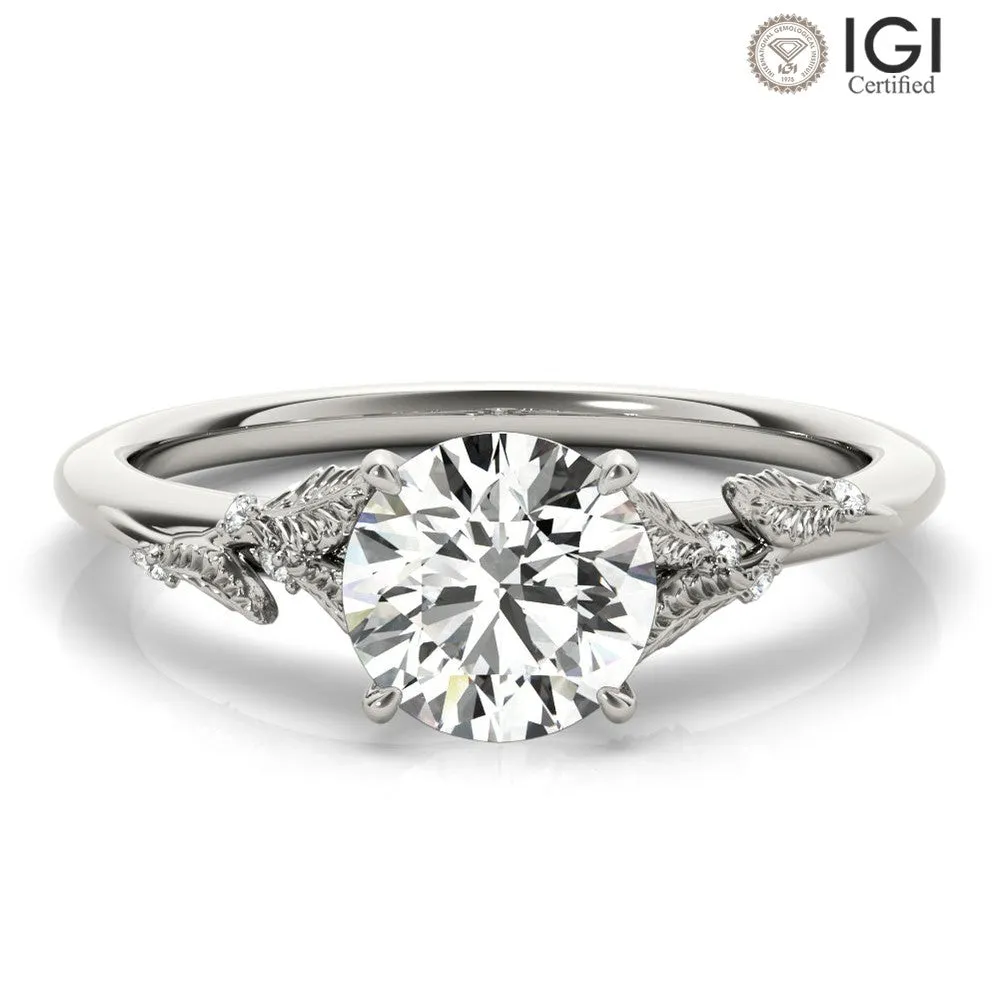 Laurel Round Lab Grown Diamond Solitaire Engagement Ring IGI Certified