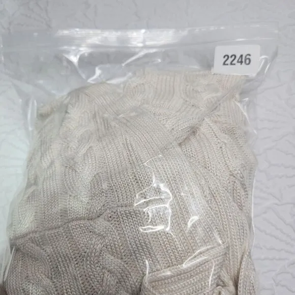 Lauren Ralph Lauren White Cable Knit Open Cardigan S/M Long Cotton Blend