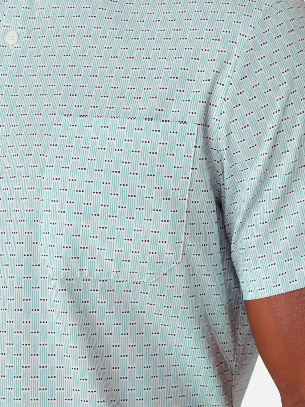 Leeward SS Dress Shirt - Nile Blue Dot