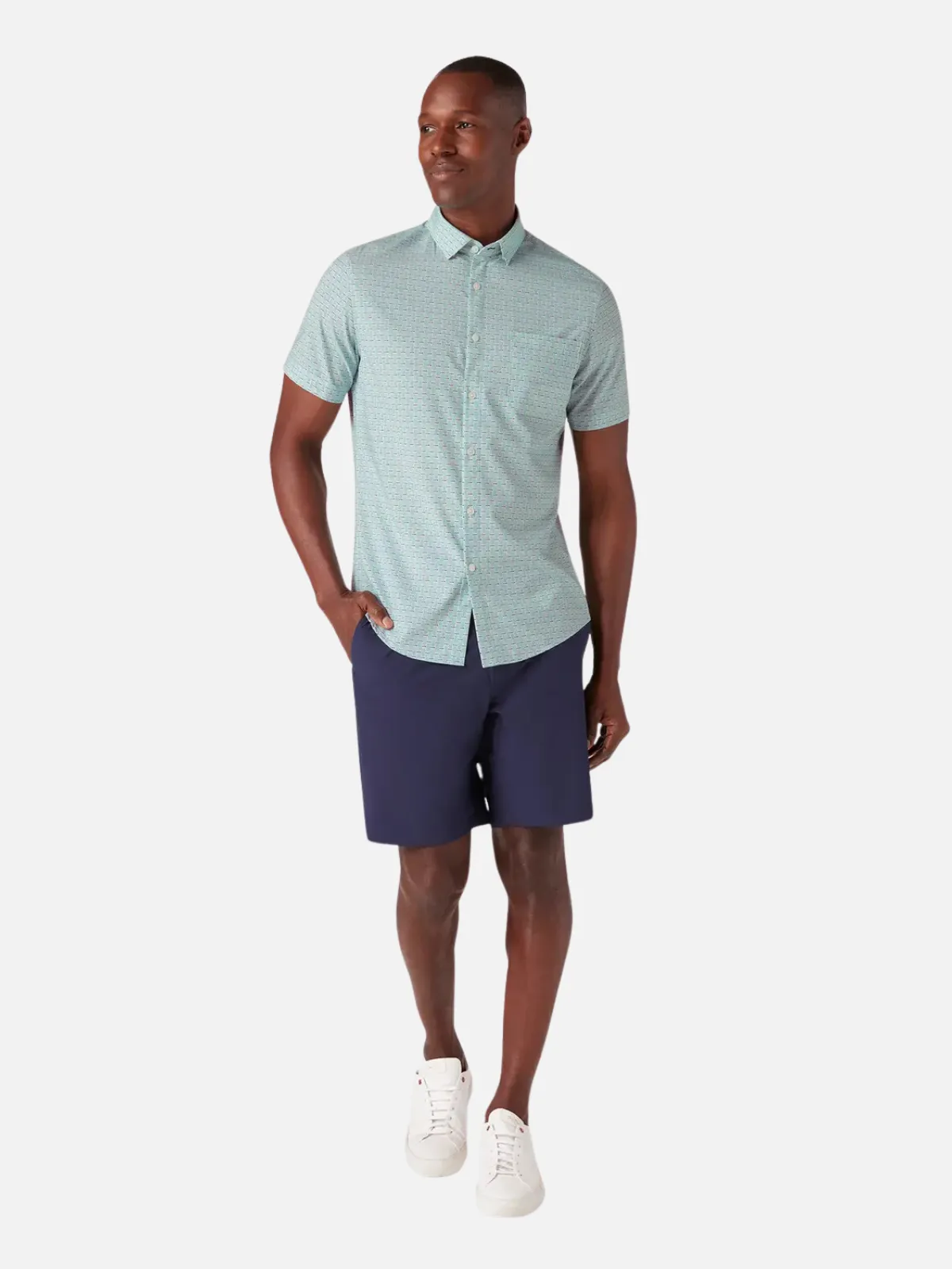 Leeward SS Dress Shirt - Nile Blue Dot