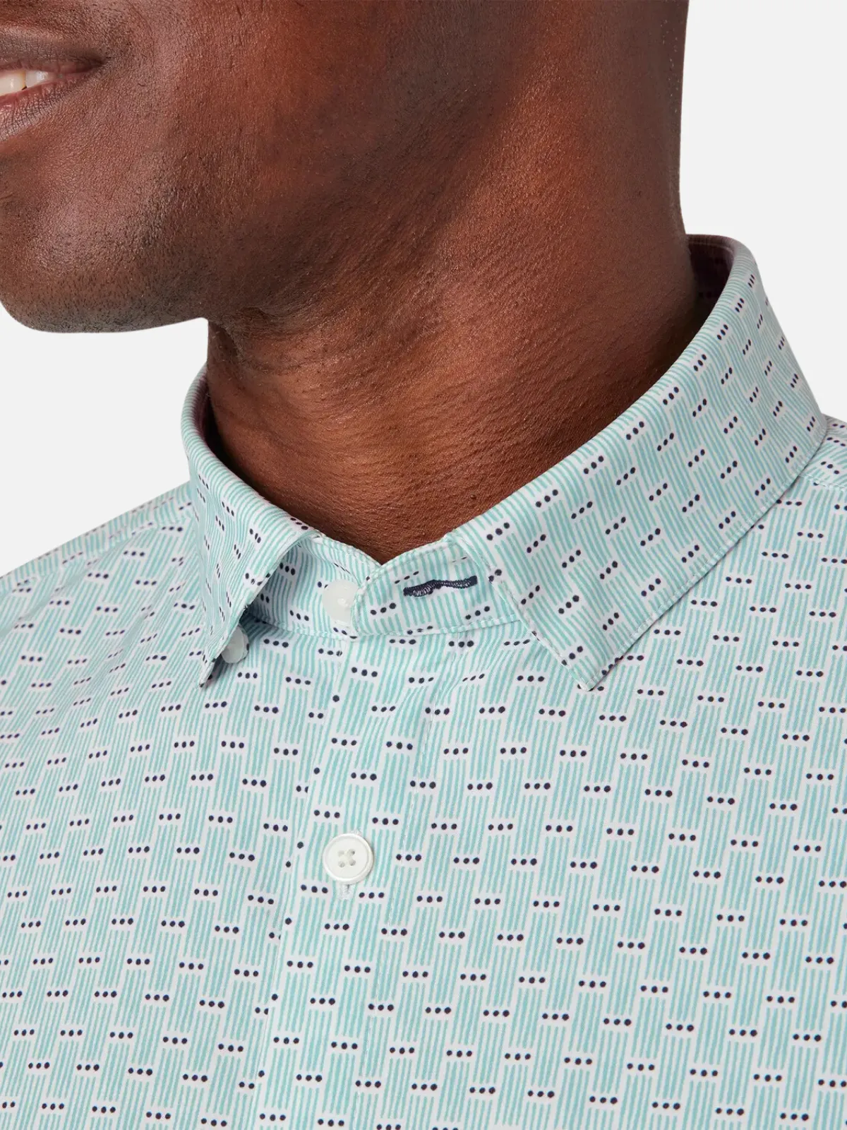 Leeward SS Dress Shirt - Nile Blue Dot
