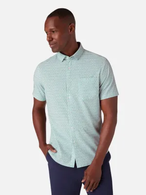 Leeward SS Dress Shirt - Nile Blue Dot