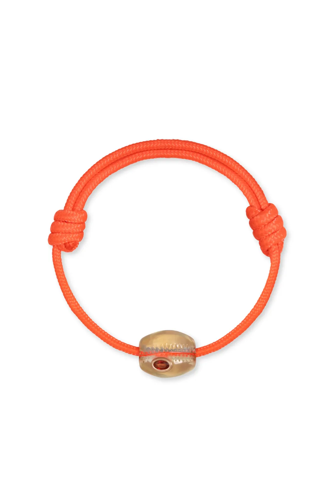 Lemon Quartz Cowry Bead with Orange Sapphire Surf Cord Anklet