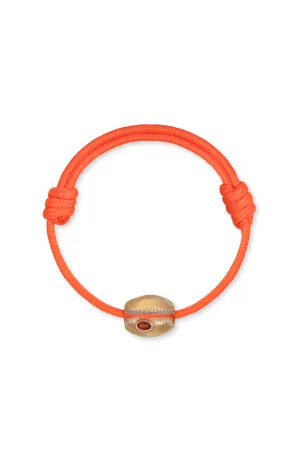 Lemon Quartz Cowry Bead with Orange Sapphire Surf Cord Anklet