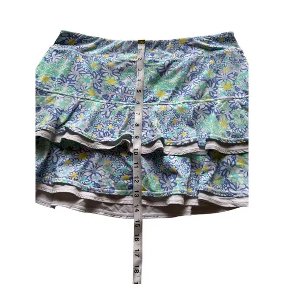 Lilly Pulitzer Luxletic Floral Ruffle Skort Bianca Love Blue White Size L