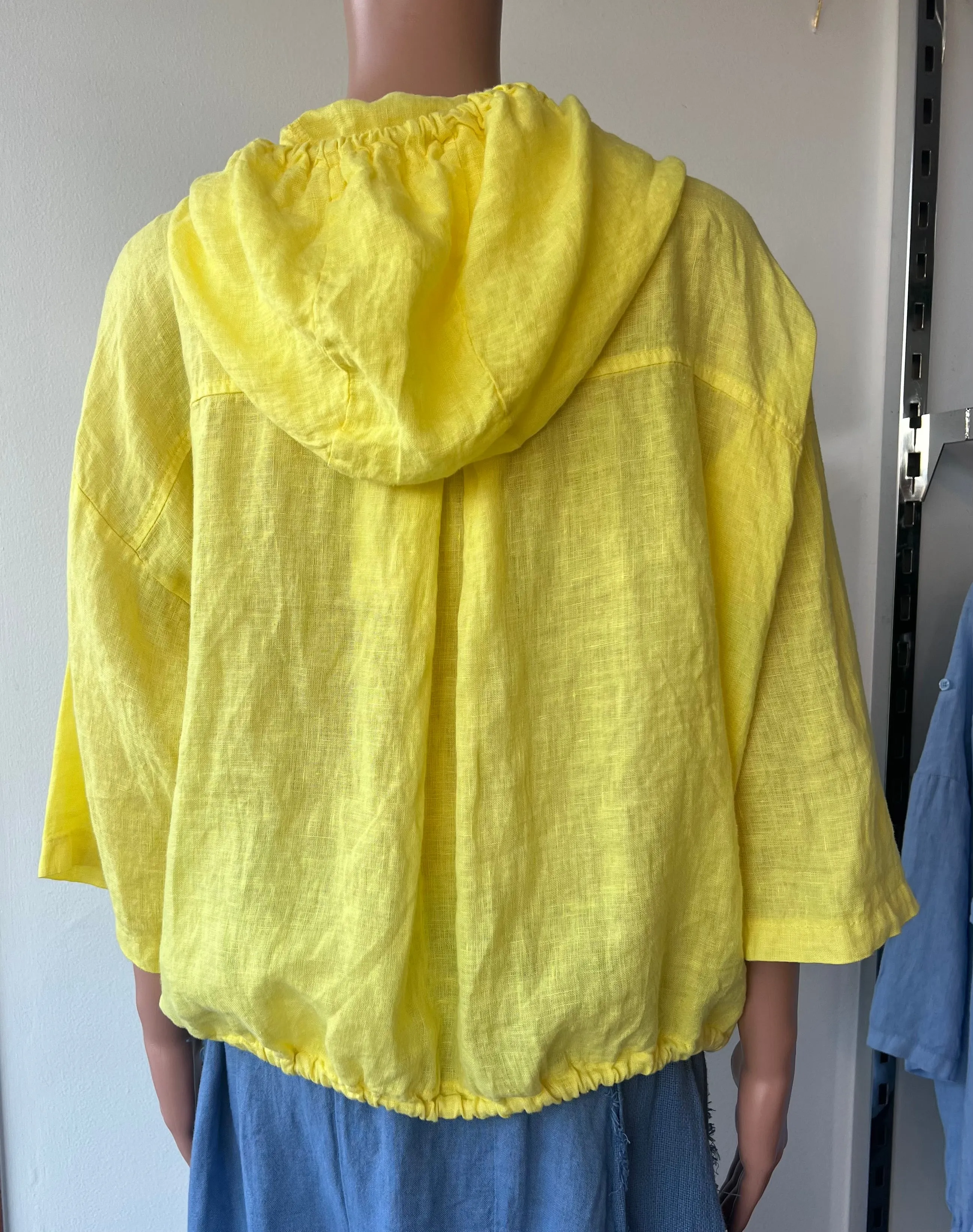 Linen Jacket Zip Front color Lemon