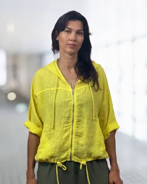 Linen Jacket Zip Front color Lemon