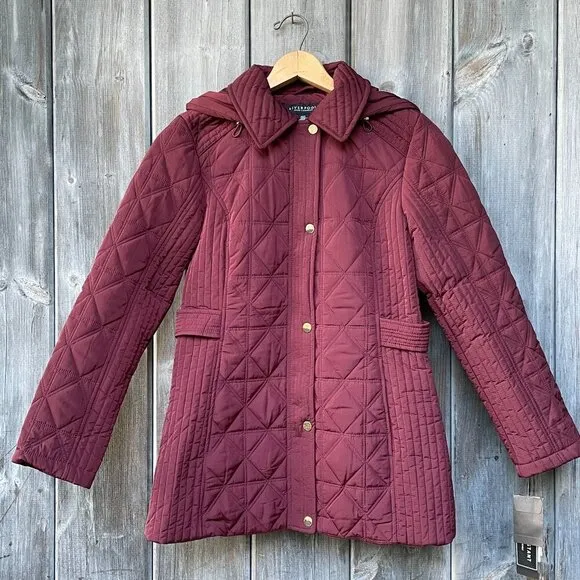 Liverpool Quilted Jacket in Ruby Port Womens S Medium Weight Water Resistant NWT