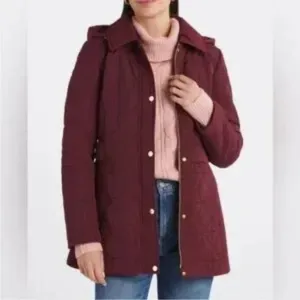 Liverpool Quilted Jacket in Ruby Port Womens S Medium Weight Water Resistant NWT