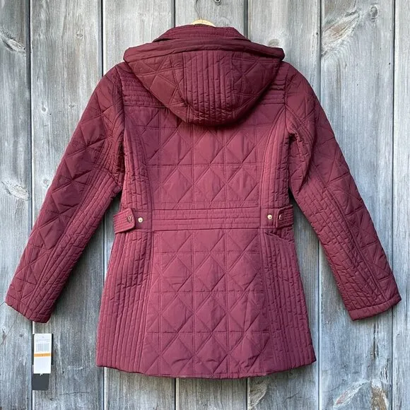 Liverpool Quilted Jacket in Ruby Port Womens S Medium Weight Water Resistant NWT