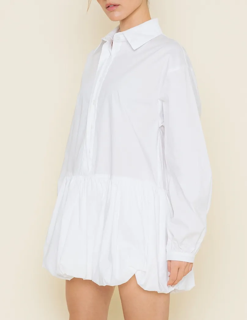 Long Sleeve Bubble Skirt Mini Dress