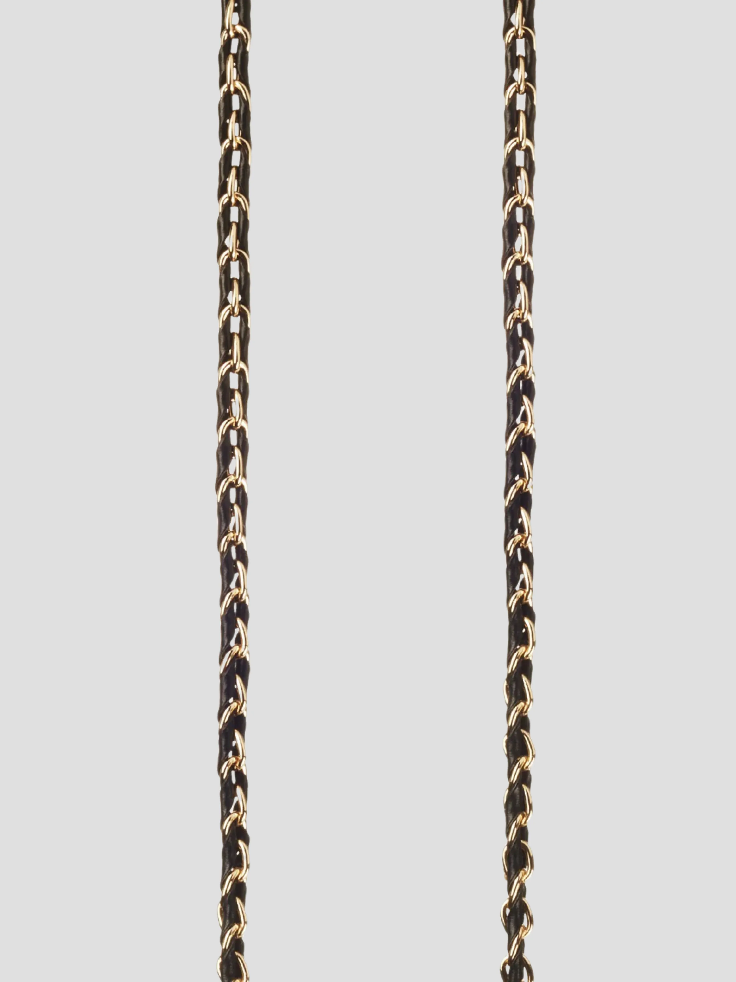 Lou 47" Woven Phone Chain in Black and Gold