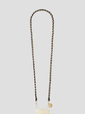Lou 47" Woven Phone Chain in Black and Gold