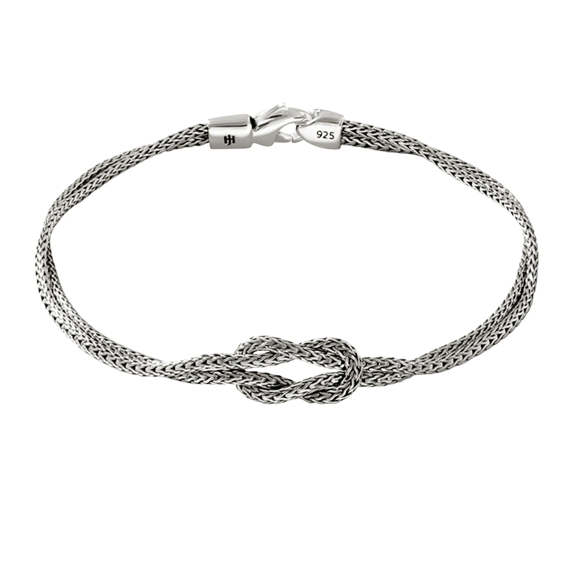 Love Knot Silver 1.8mm Chain Double Row Bracelet with Lobster Clasp