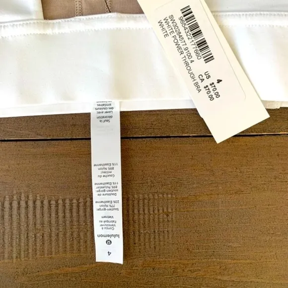 Lululemon x Soulcycle power through white bra NWT