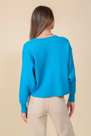 Lumiere Solid Drop Shoulder V-Neck Top