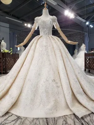 Luxury Wedding Dress Heavy Beading Champagne Dubai Wedding Dress 2020 Real Work Photo High Quality Wedding Dress