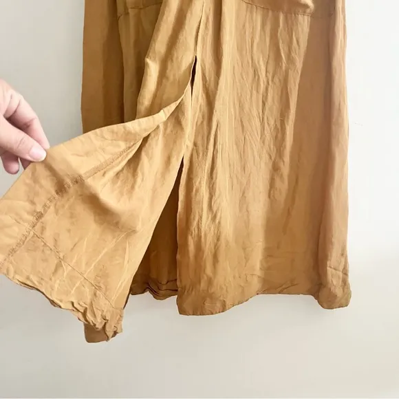 Madewell Linen Blend Dolman Sleeve Midi Dress Caramel Coffee Brown VNeck READ 4